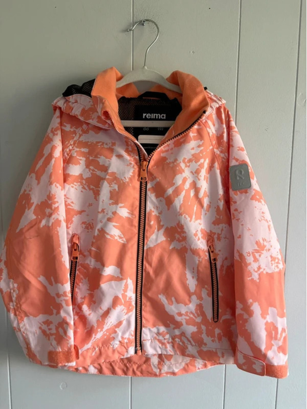 Girls Reima Orange Tie Dye Rain Coat Size 4T Waterproof